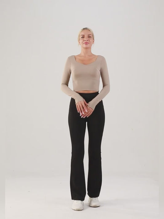 Breathable Trousers Women Flare Pant  Elastic Flared Trousers -Coming by January 2025