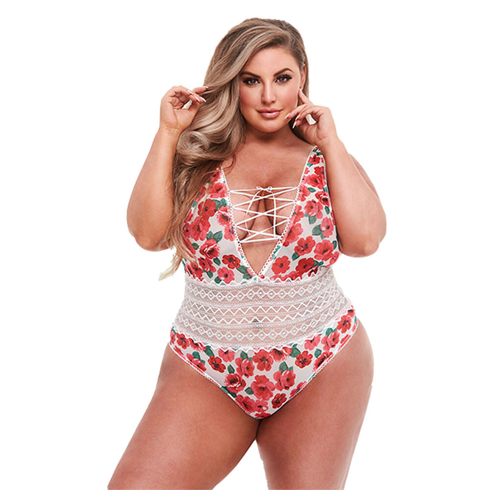 Leotard Baci Lingerie Floral & Lace White