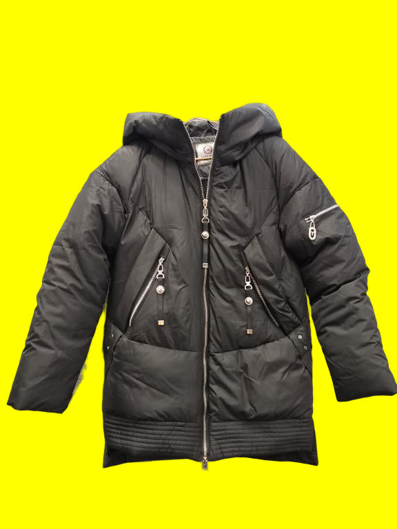 Casual hooded women winter coat parka Zipper pocket padded jacket coat