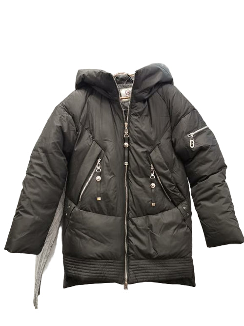 Casual hooded women winter coat parka Zipper pocket padded jacket coat