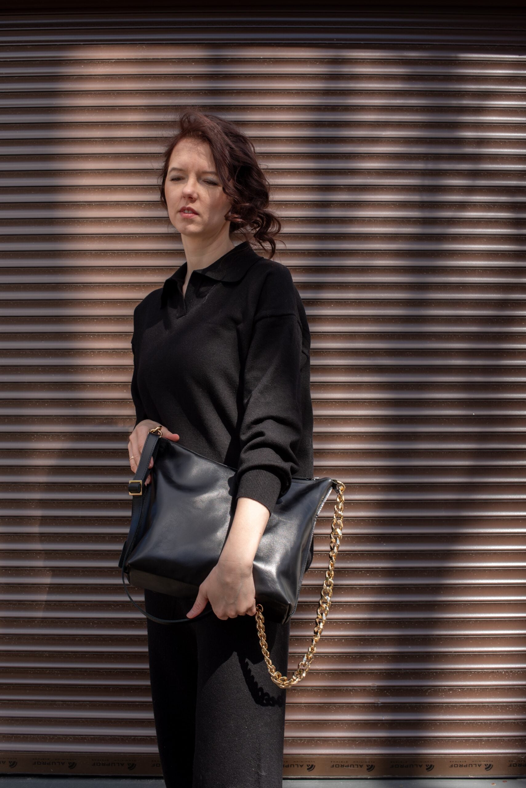 Black Leather Hobo Bag - Large