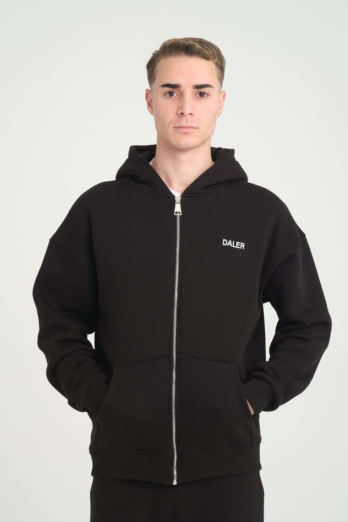 Basic Heavyweight Zipper Hoodie - Black