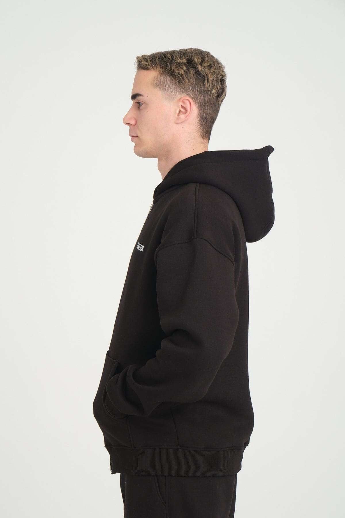 Basic Heavyweight Zipper Hoodie - Black