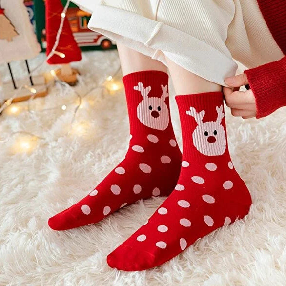4 Pair Unisex Christmas Socks Soft Warm Daily Winter Wear