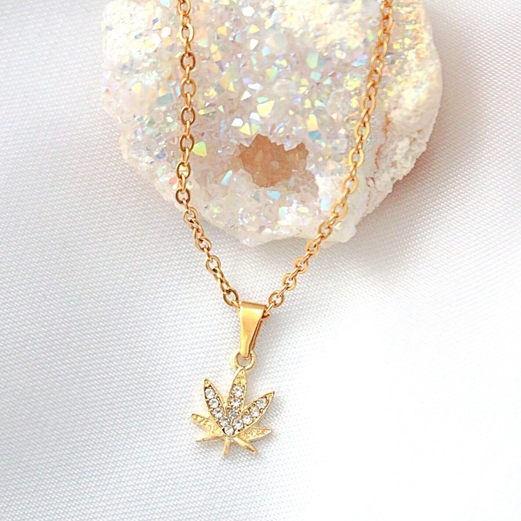 24 Karats Dainty Cannabis Leaf Necklace