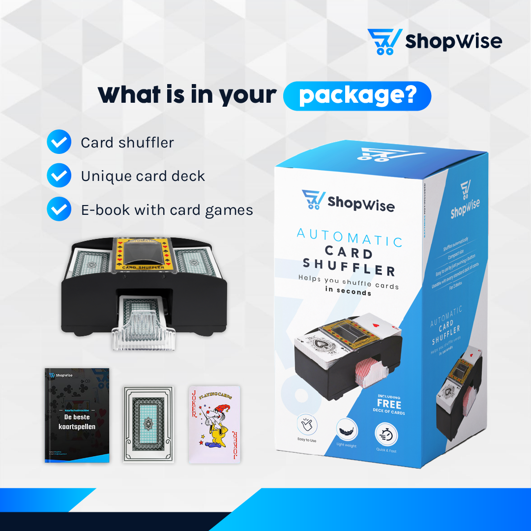 ShopWise Automatic Card Shuffling Machine Includes Playing Cards And