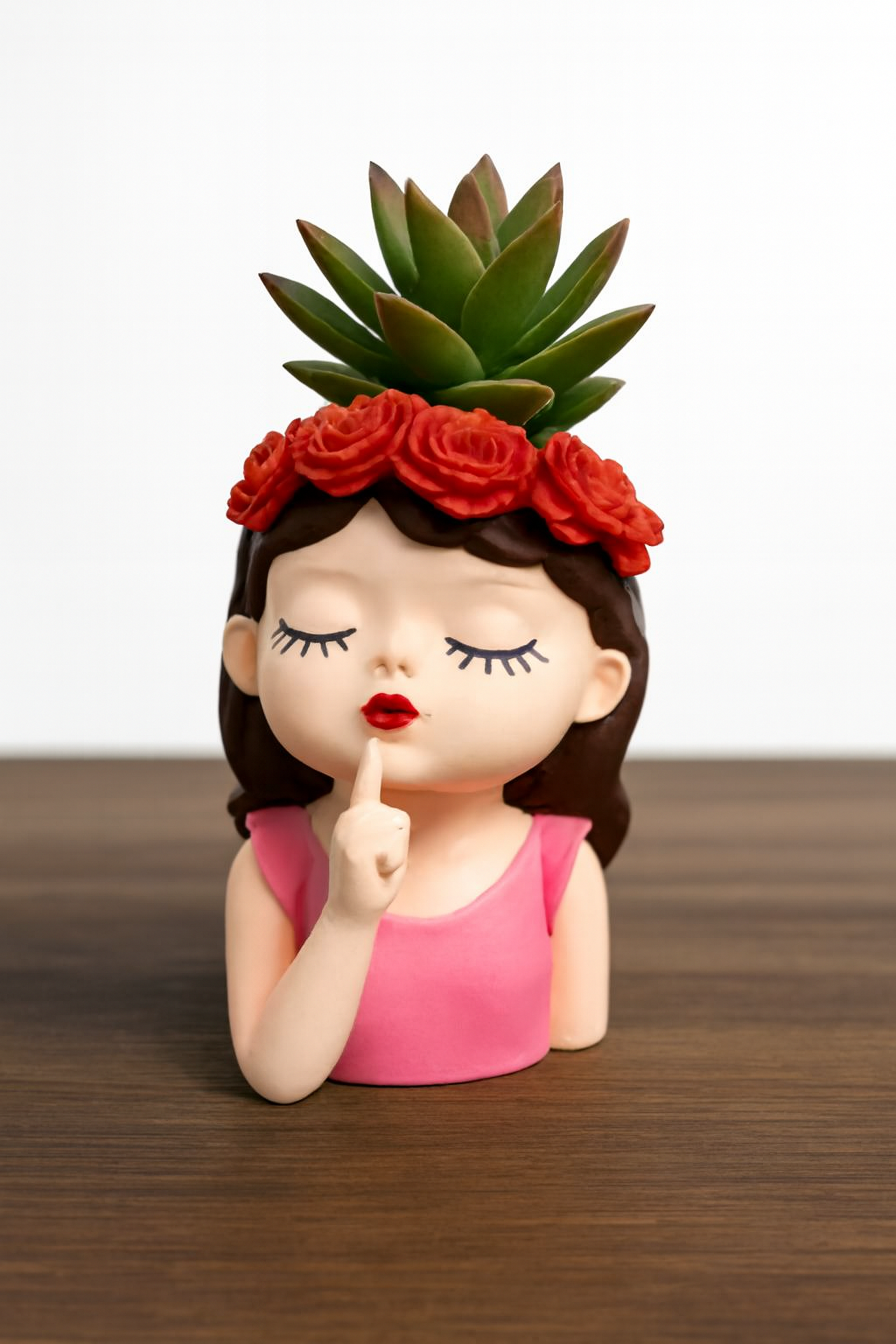 Whimsical Girl Planter with Rose Crown